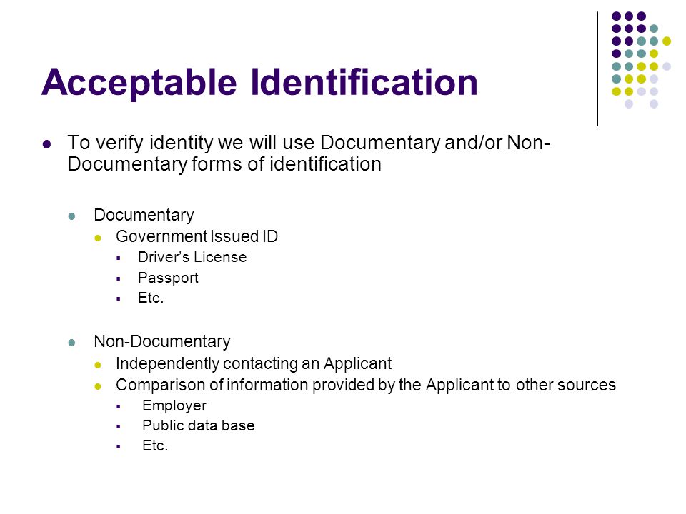 Acceptable Identification