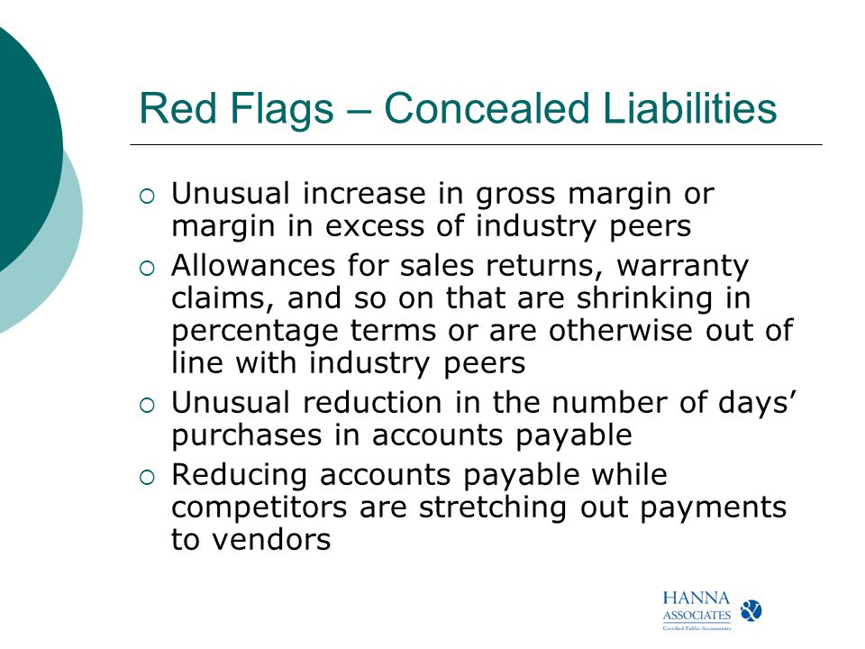 Red Flags – Concealed Liabilities