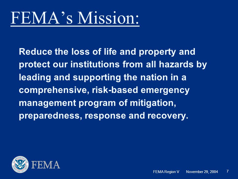 FEMA’s Mission: