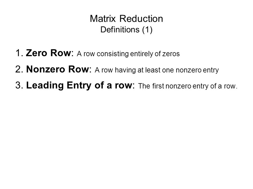 Matrix Reduction Definitions (1)