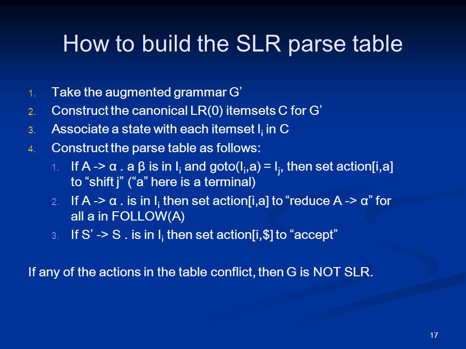 Slr parsing table program in chicago Slr parsing table program in chicago