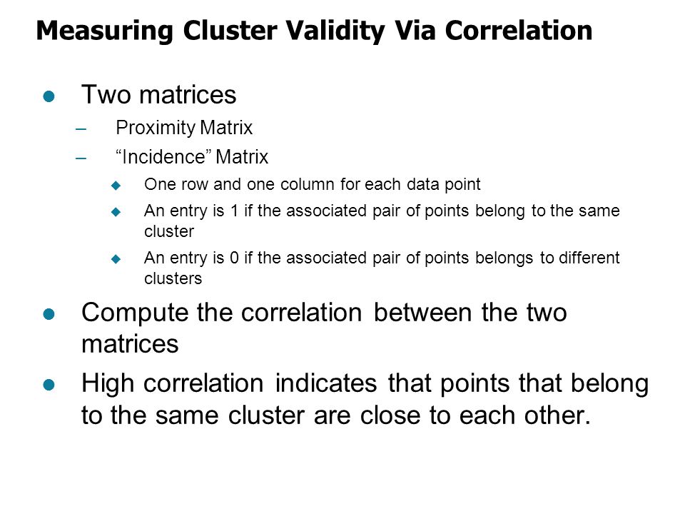 Measuring Cluster Validity Via Correlation