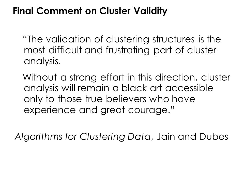 Final Comment on Cluster Validity