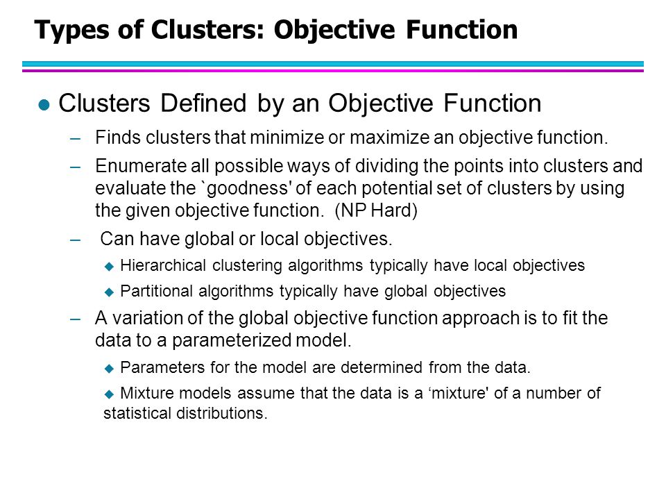 Types of Clusters: Objective Function