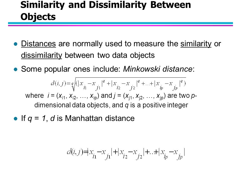 Similarity and Dissimilarity Between Objects