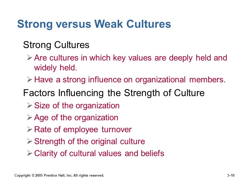 Strong versus Weak Cultures