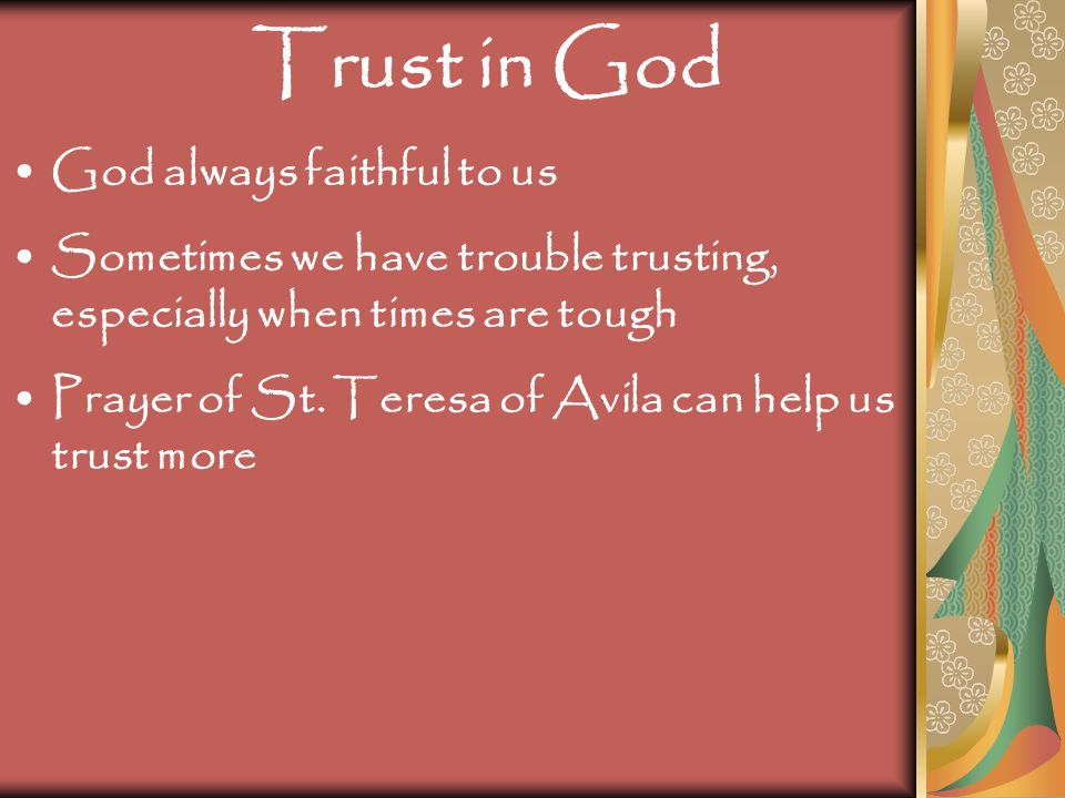 Trust in God God always faithful to us