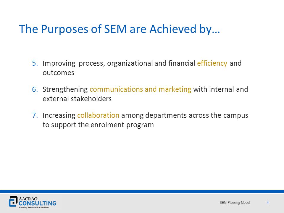 The Purposes of SEM are Achieved by…