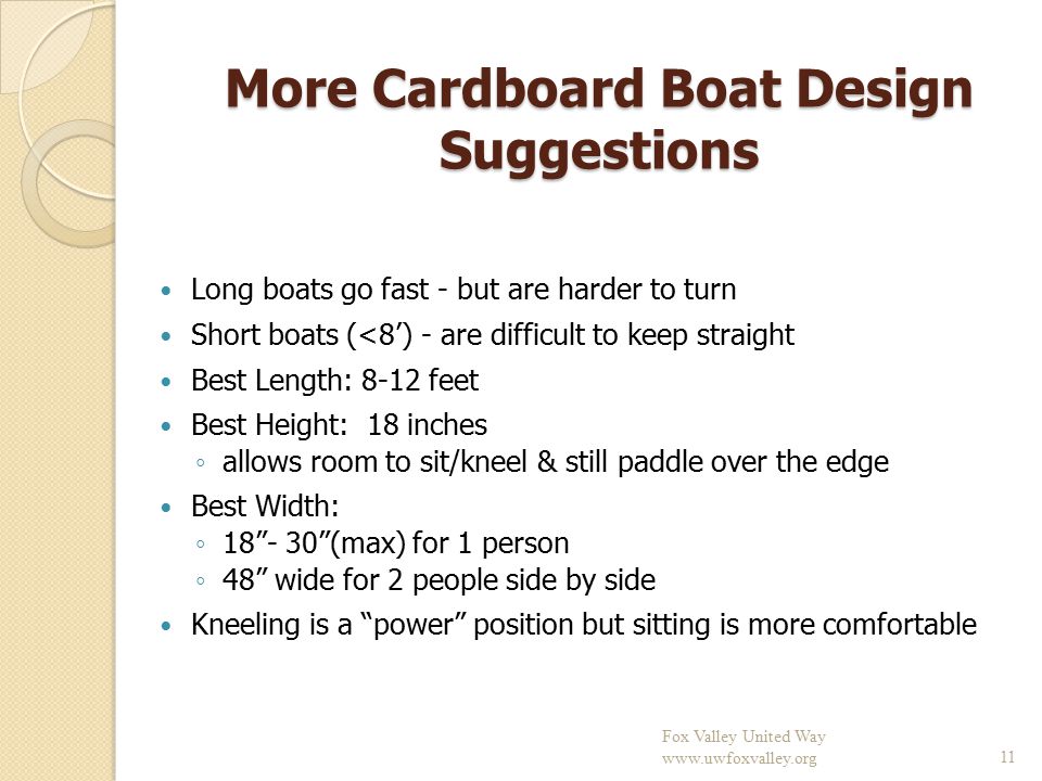 More Cardboard Boat Design Suggestions