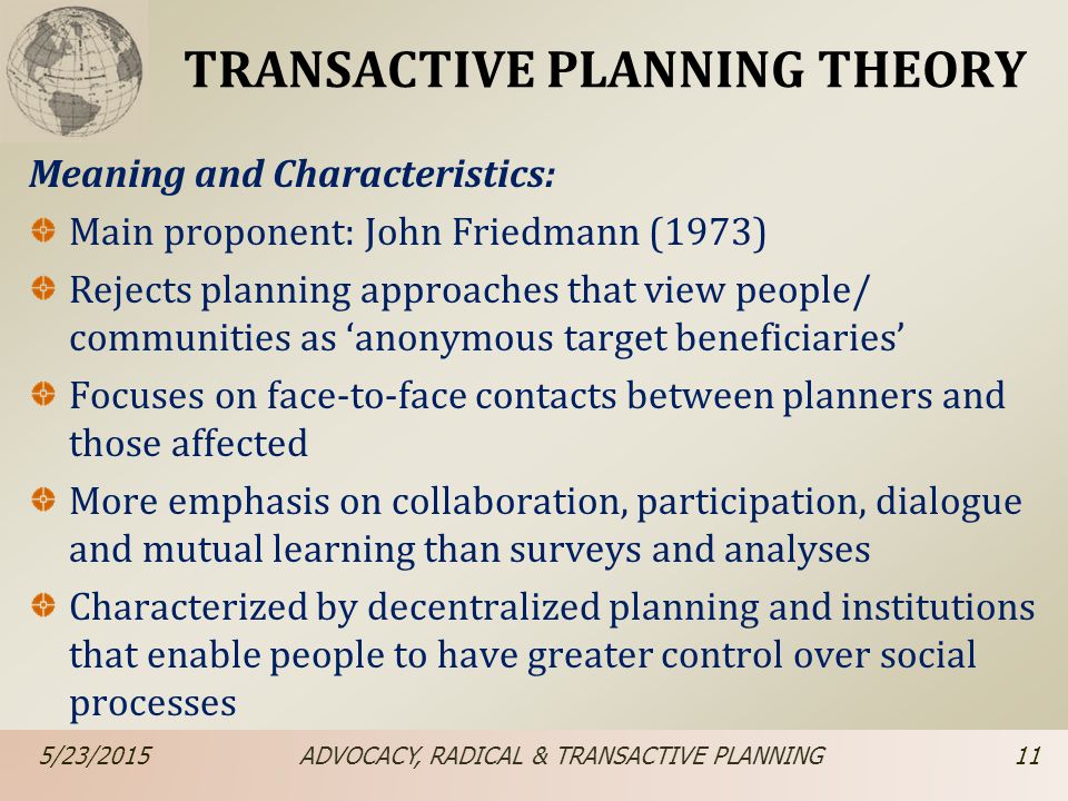 TRANSACTIVE PLANNING THEORY