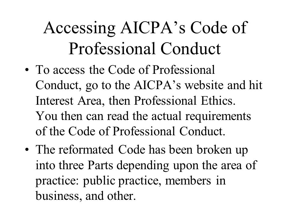 Aicpa S Code Of Professional Conduct Ppt Download