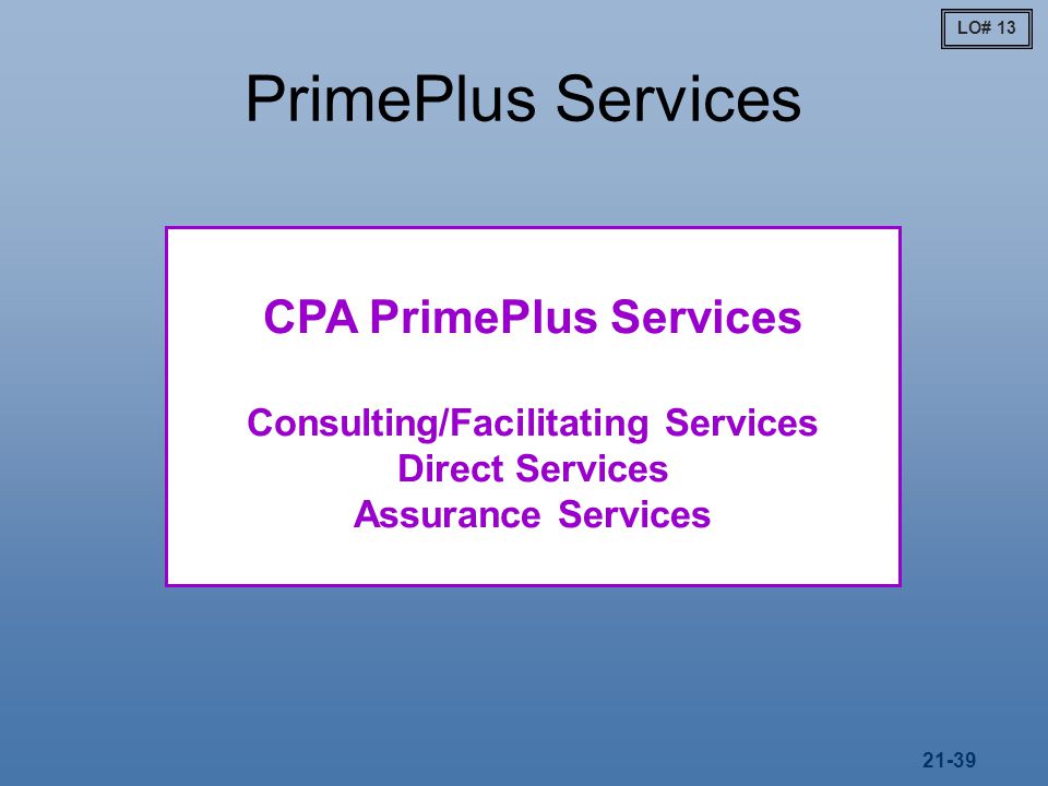 CPA PrimePlus Services Consulting/Facilitating Services