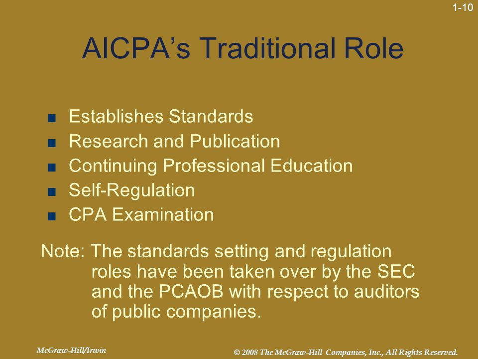 AICPA’s Traditional Role