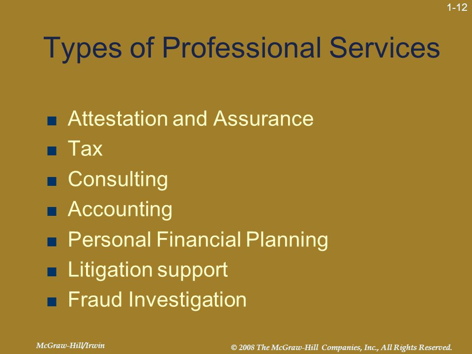 Types of Professional Services