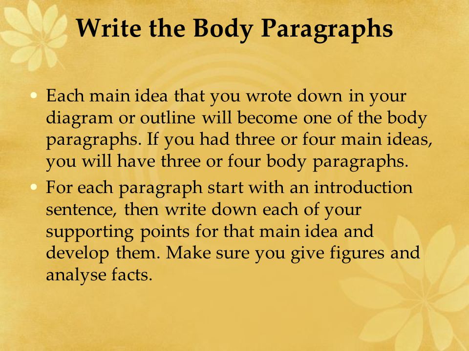Write the Body Paragraphs