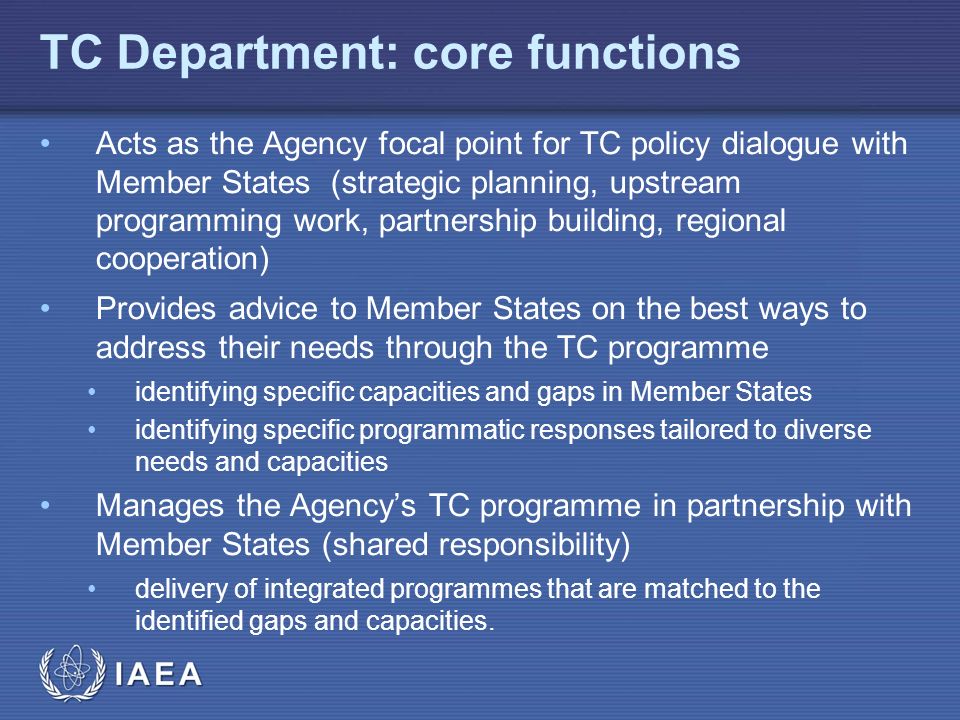 TC Department: core functions