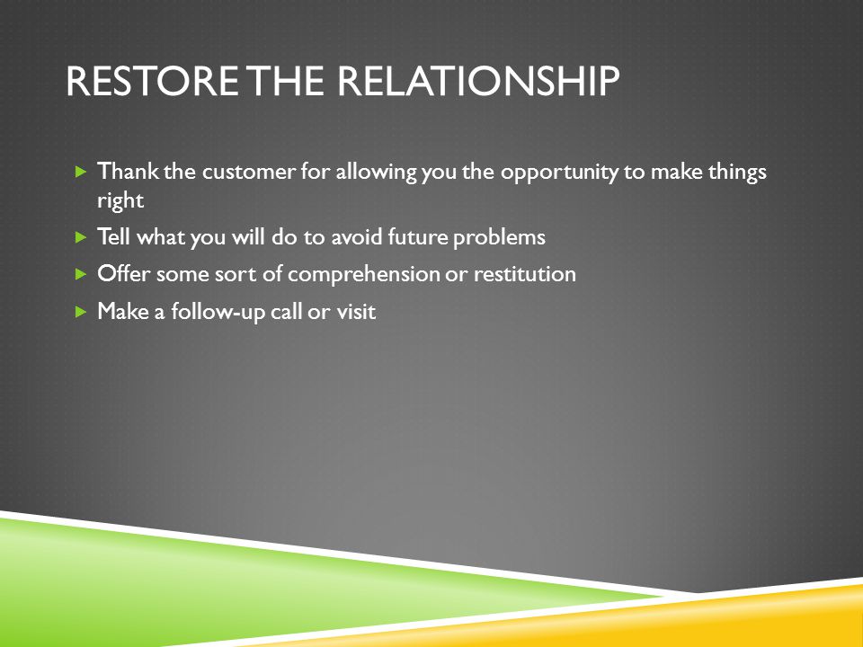 Restore the Relationship
