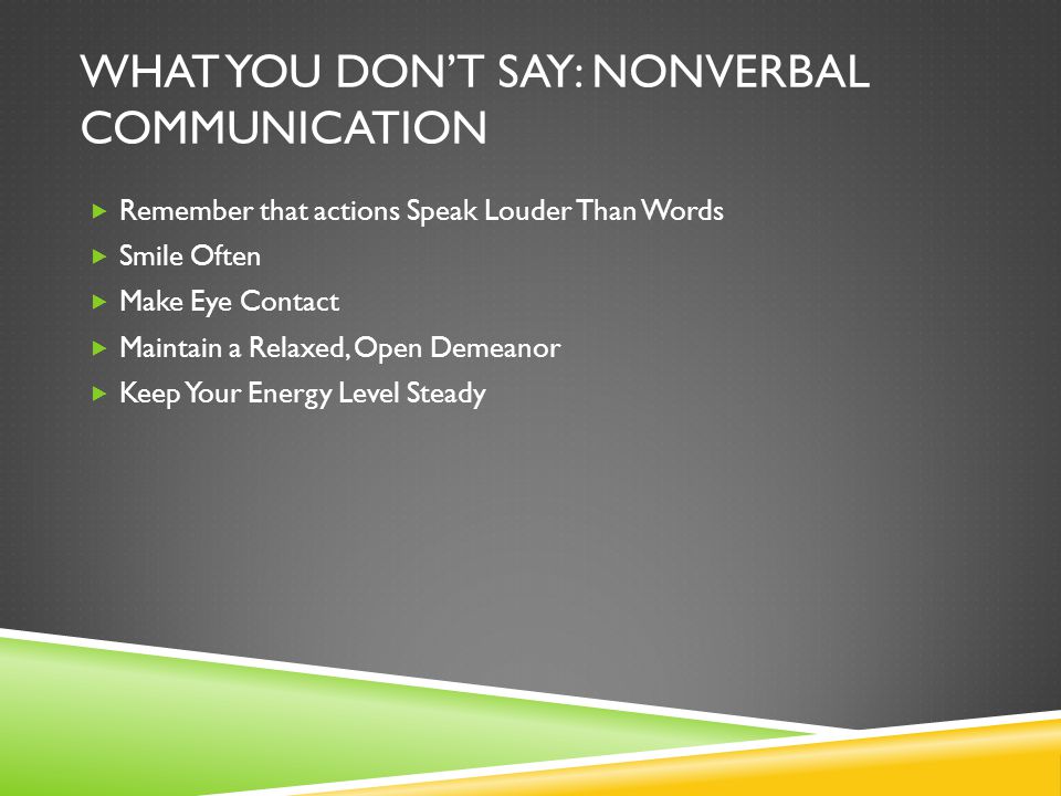What You Don’t Say: Nonverbal Communication