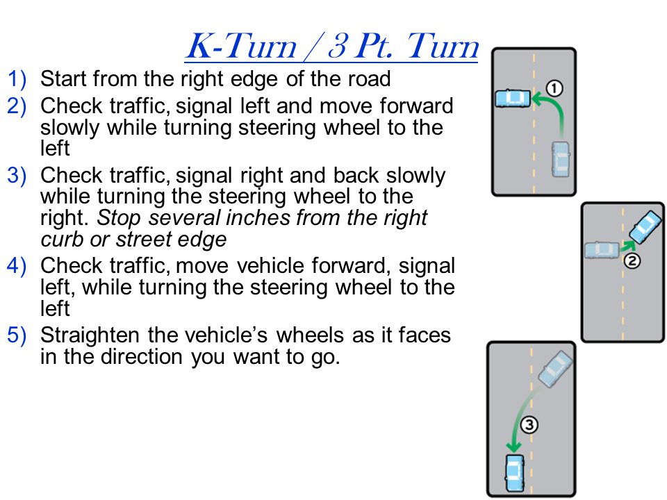 K-Turn / 3 Pt. Turn Start from the right edge of the road