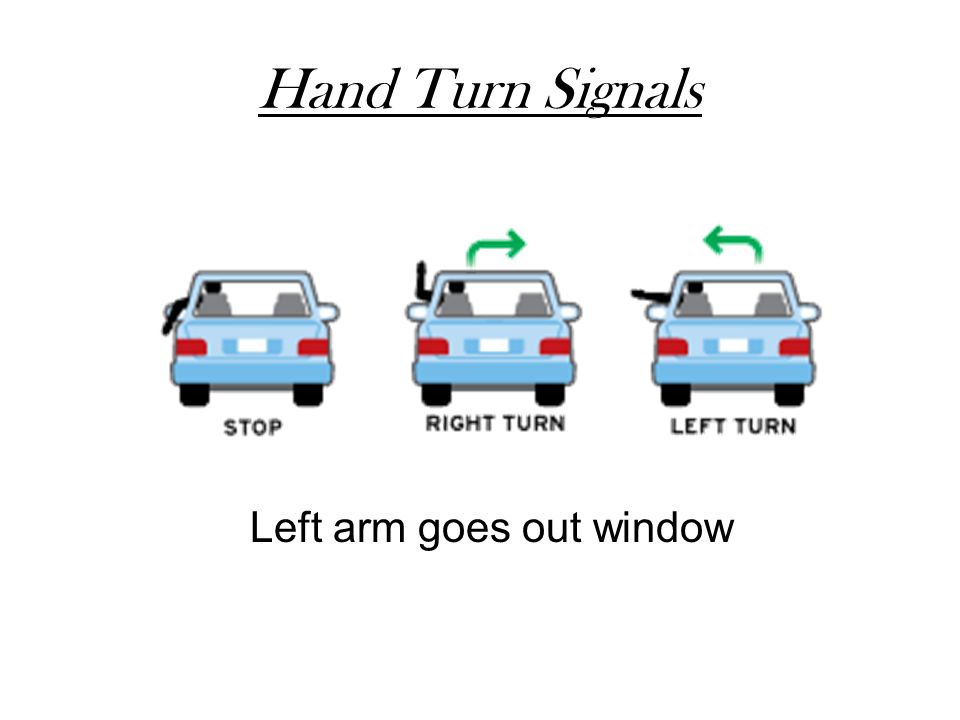 Hand Turn Signals Left arm goes out window