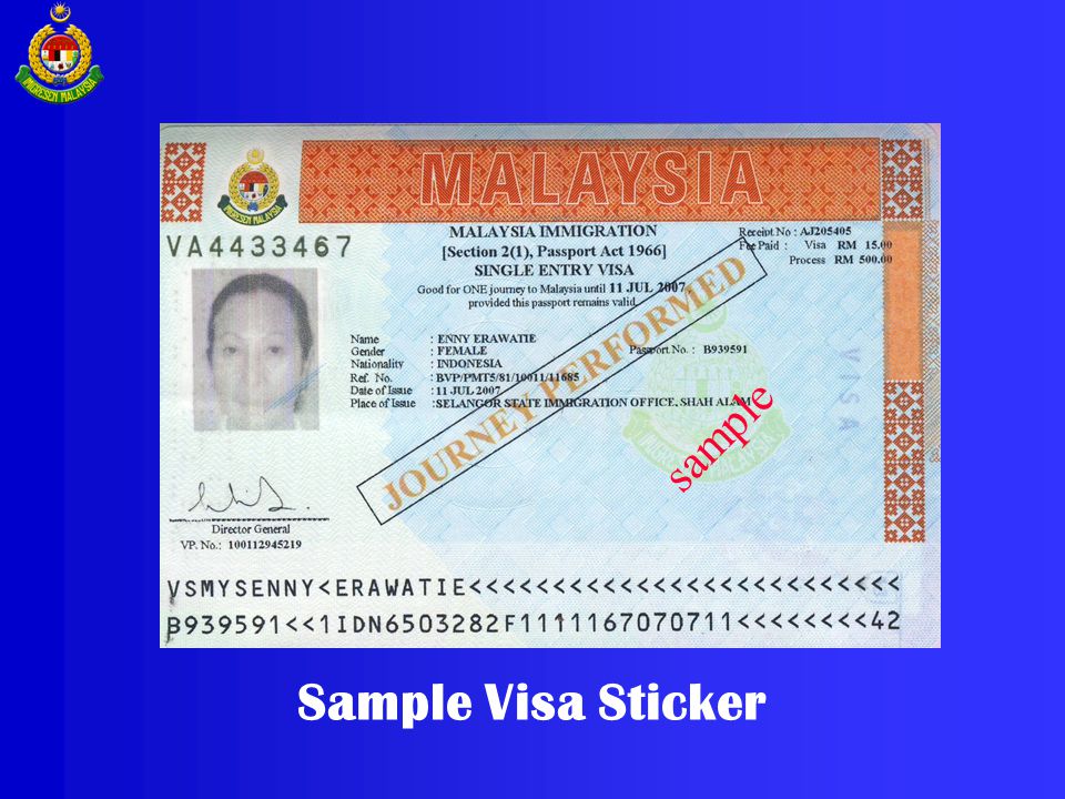 sample Sample Visa Sticker