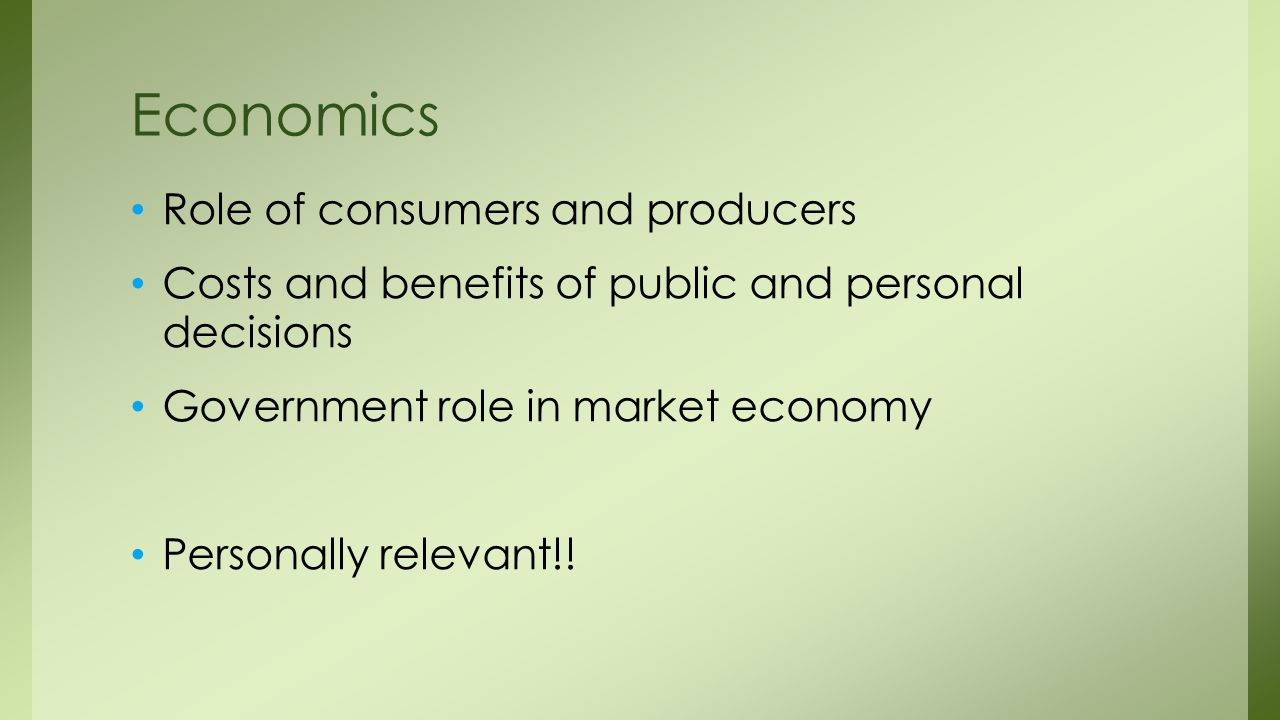 Economics Role of consumers and producers