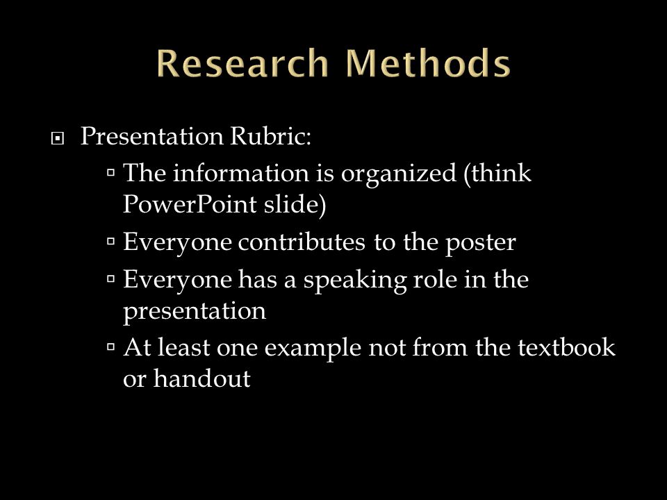 Research Methods Presentation Rubric: