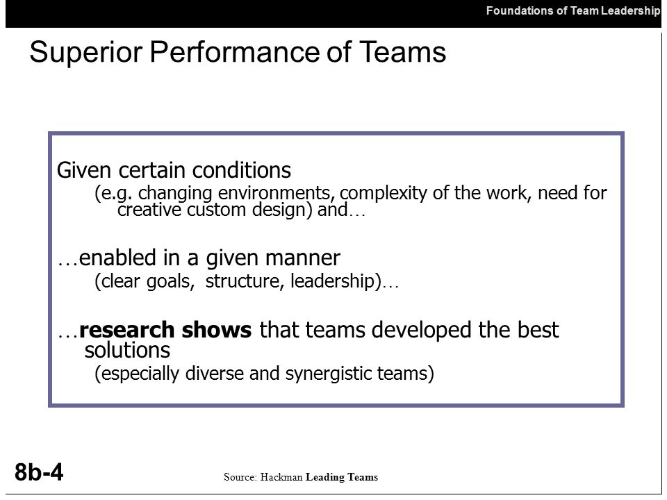 Superior Performance of Teams