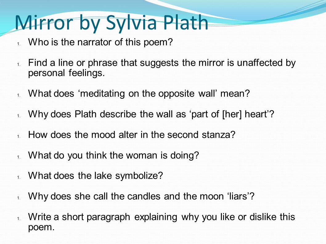 alliteration in mirror by sylvia plath