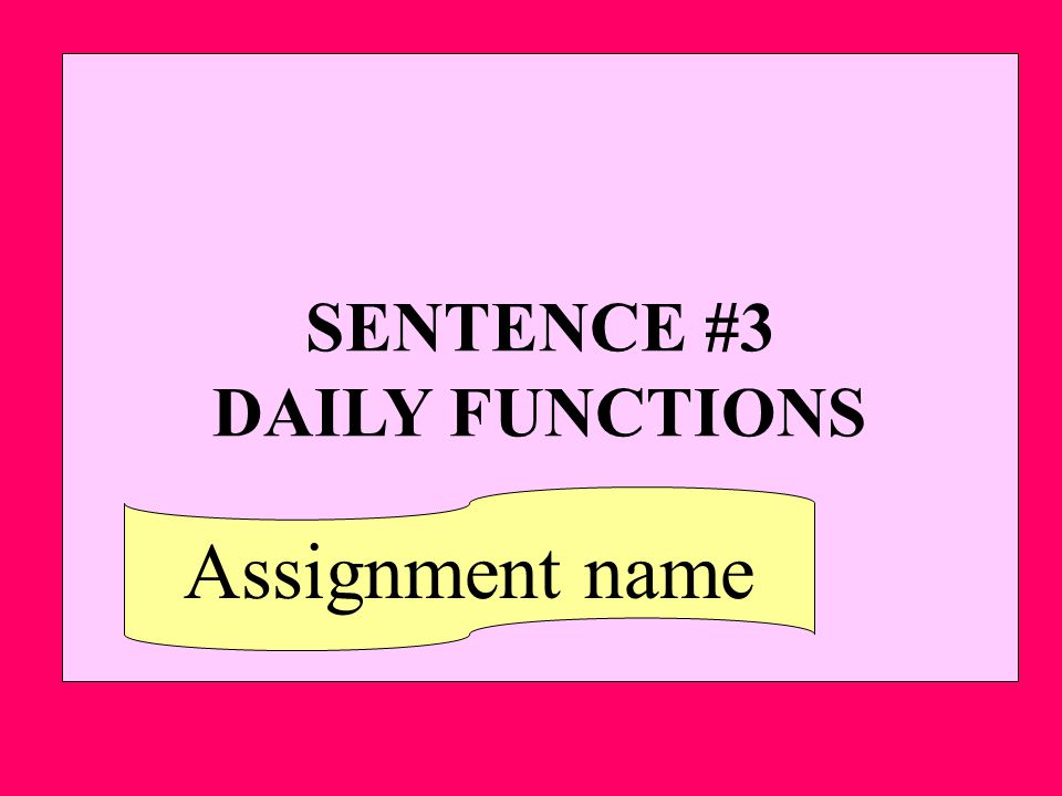SENTENCE #3 DAILY FUNCTIONS Assignment name