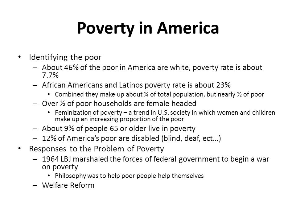 Poverty in America Identifying the poor