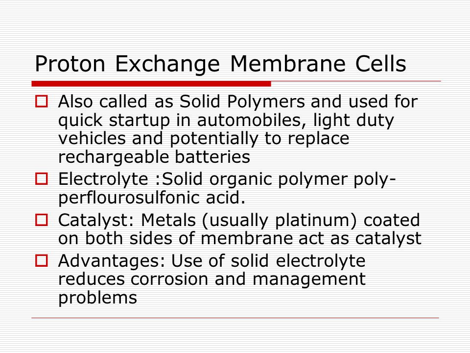 Proton Exchange Membrane Cells