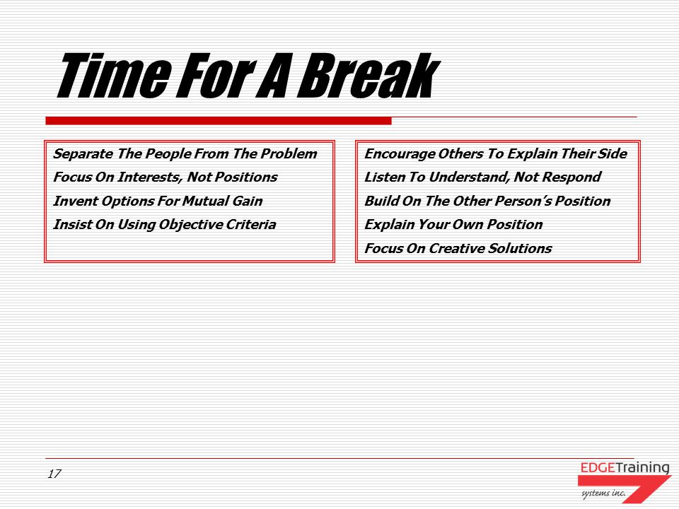 Time For A Break Separate The People From The Problem