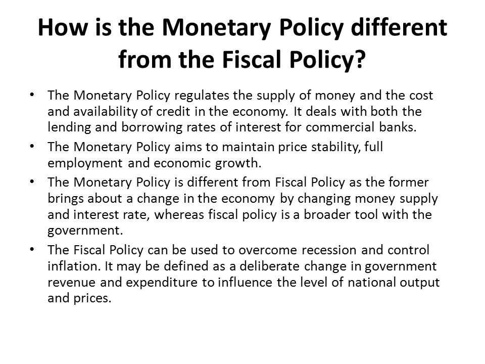 fiscal and monetary policy definition