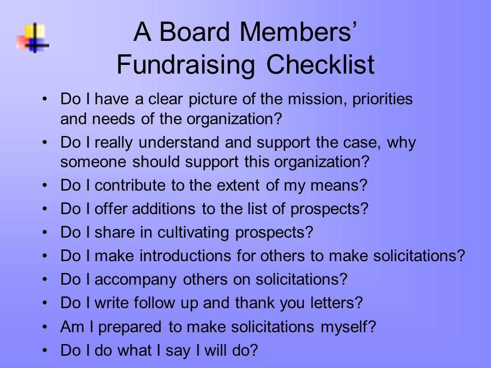 A Board Members’ Fundraising Checklist