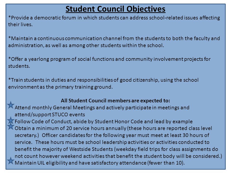 Student Council Objectives