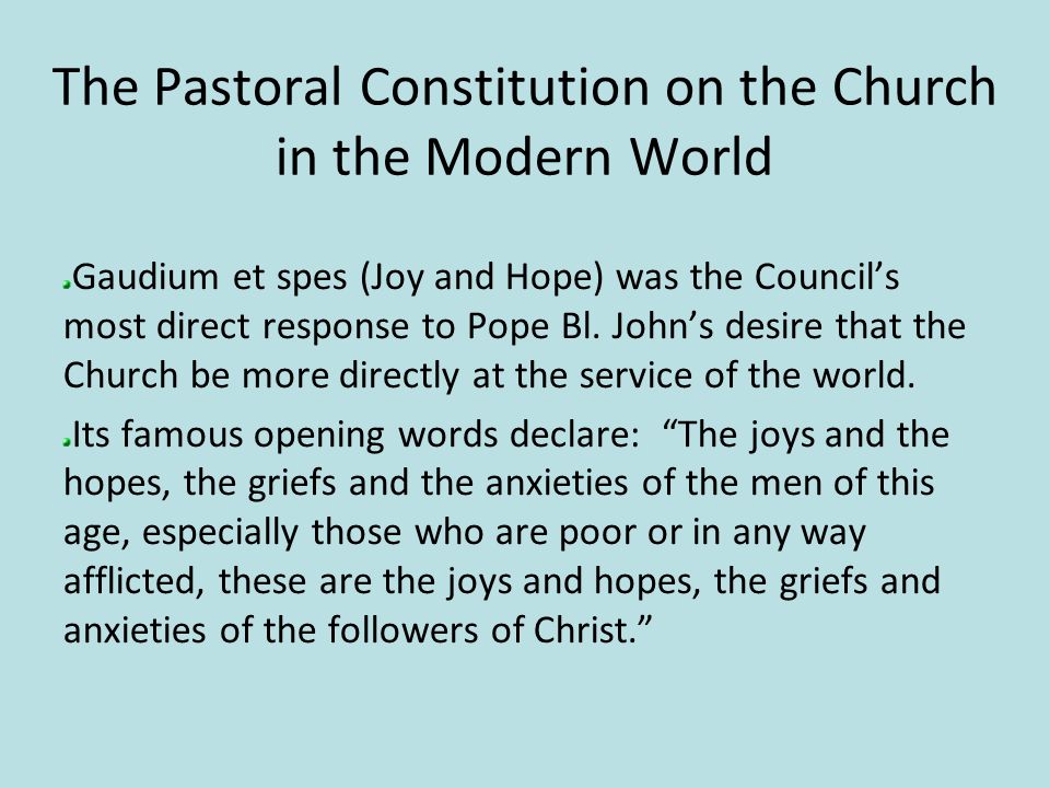 Past Const of Church In the Modern World Gaudium Et Spes