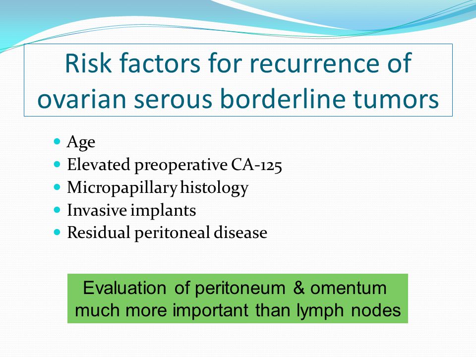 Risk factors for recurrence in borderline tumours