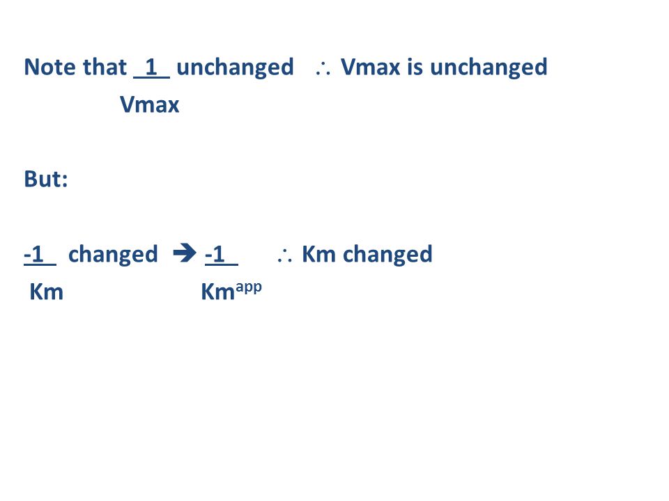 Note that 1 unchanged  Vmax is unchanged