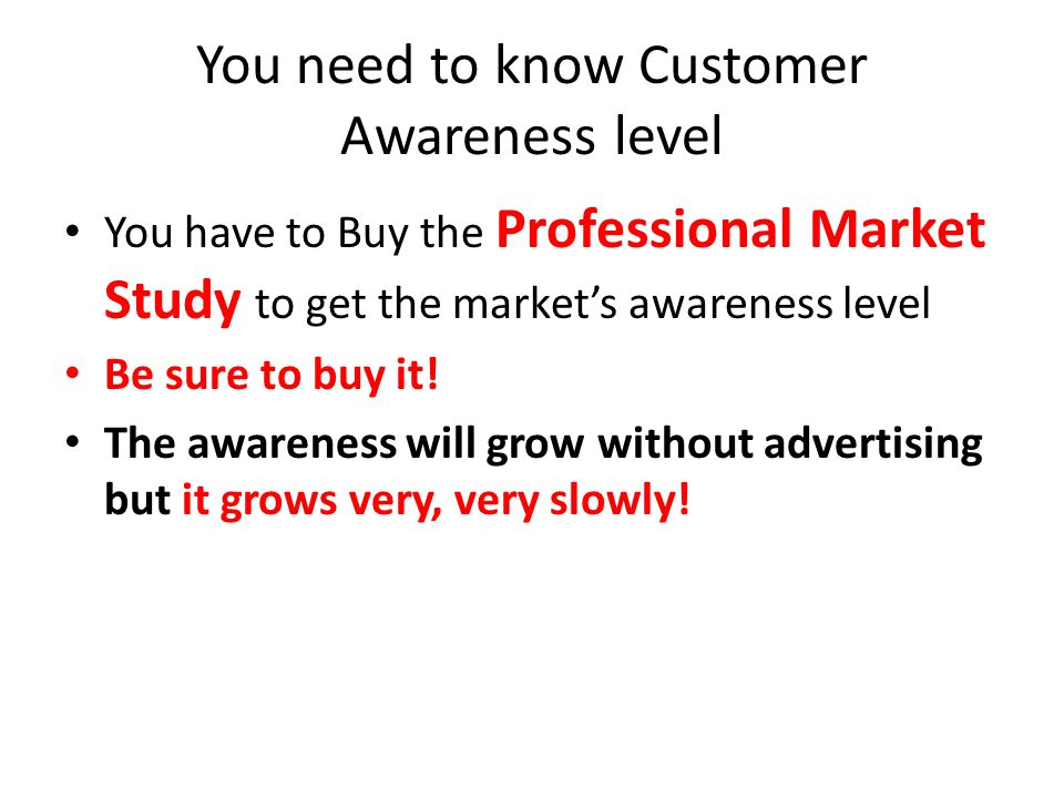 You need to know Customer Awareness level