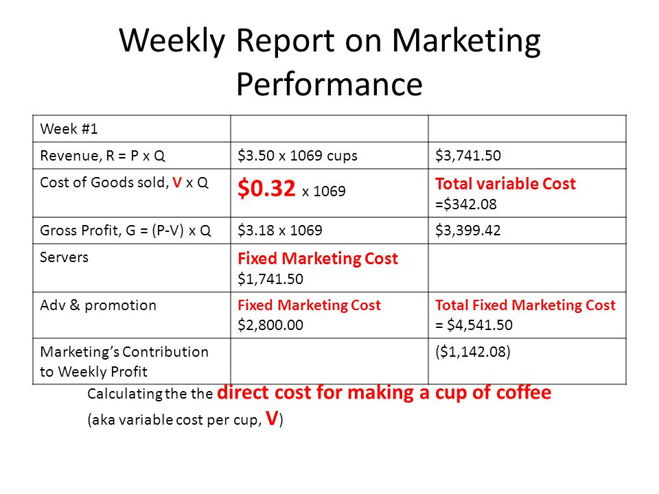 Weekly Report on Marketing Performance