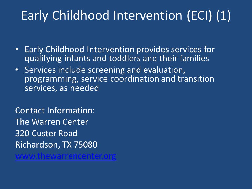 Early Childhood Intervention (ECI) (1)