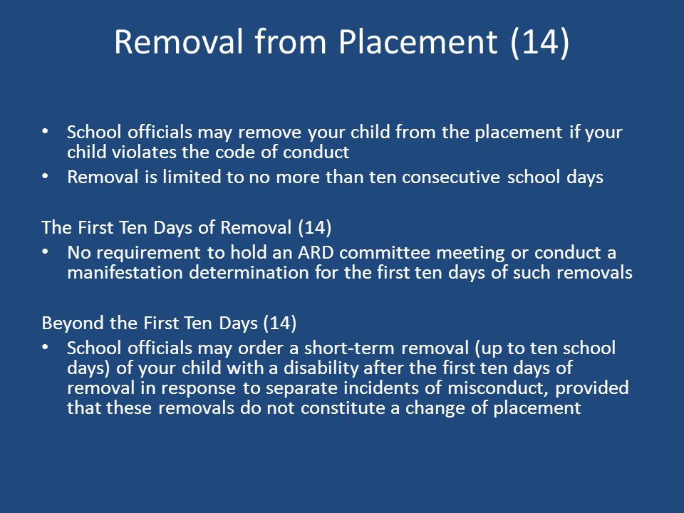 Removal from Placement (14)