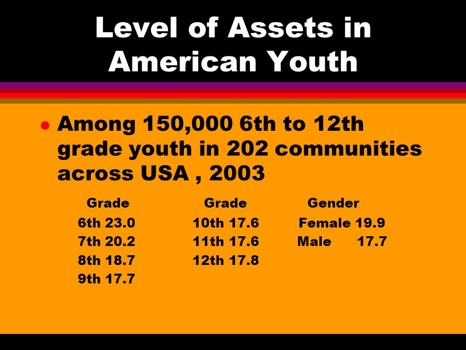 Level of Assets in American Youth