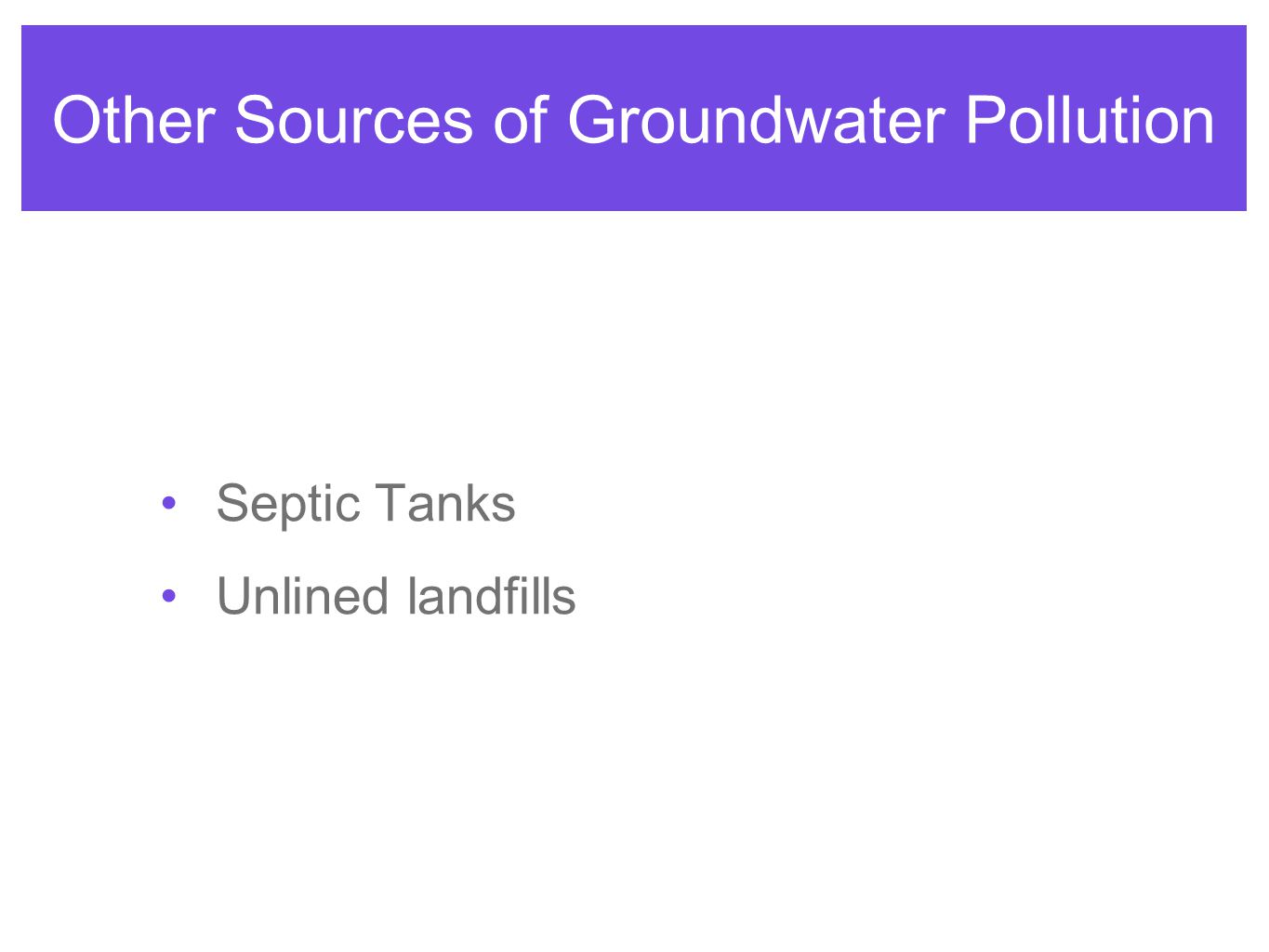 Other Sources of Groundwater Pollution