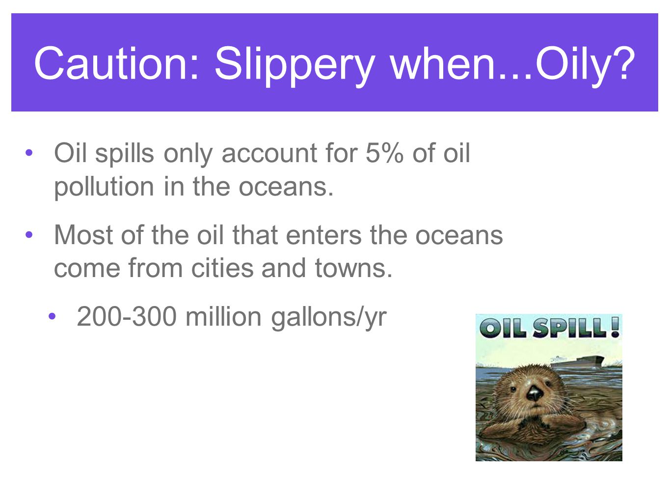 Caution: Slippery when...Oily