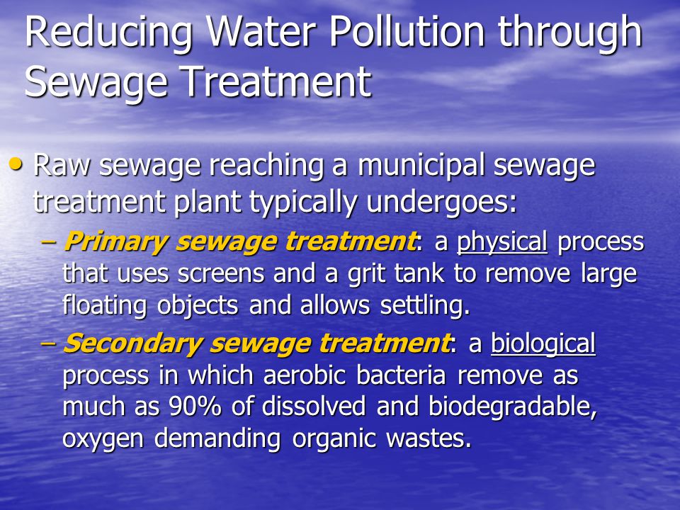 Reducing Water Pollution through Sewage Treatment
