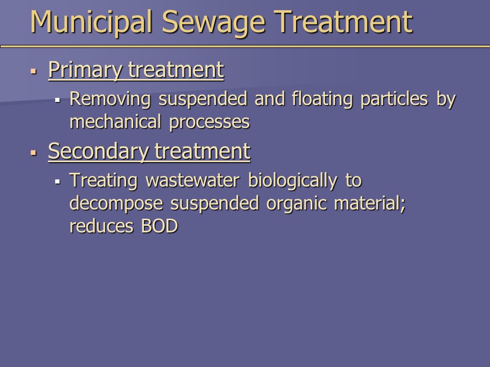 Municipal Sewage Treatment