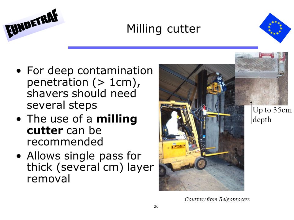 Milling cutter For deep contamination penetration (> 1cm), shavers should need several steps. The use of a milling cutter can be recommended.
