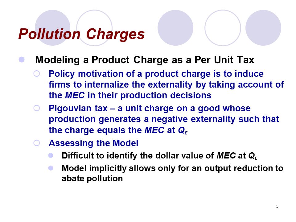 Pollution Charges Modeling a Product Charge as a Per Unit Tax